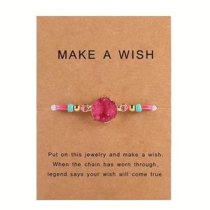 NEW Boho Pink Druzy Cord Bracelet